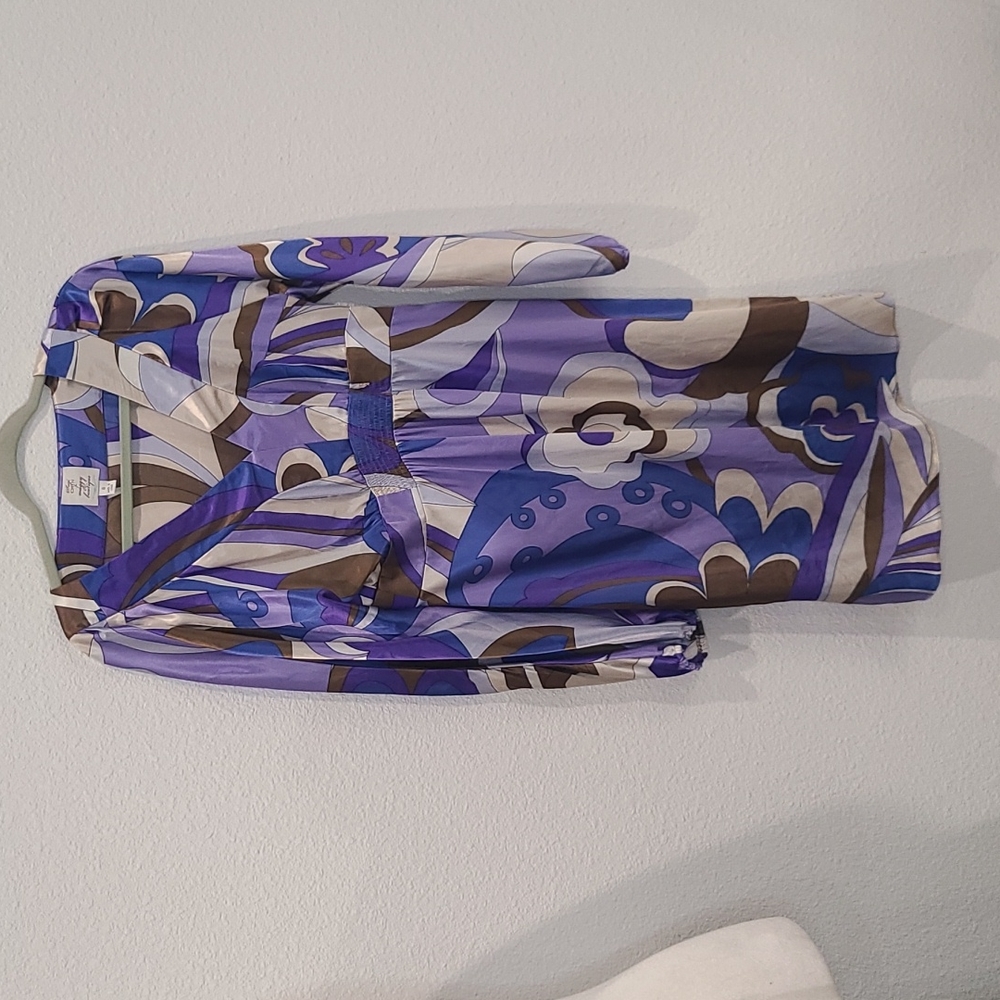 Suzi Chin for Maggy Boutique abstract retro dress size 6 purple